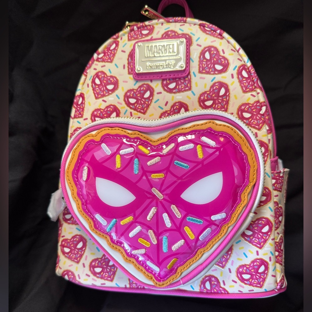 Loungefly Marvel Spider-man Sprinkle Donut 10” Backpack-NWT